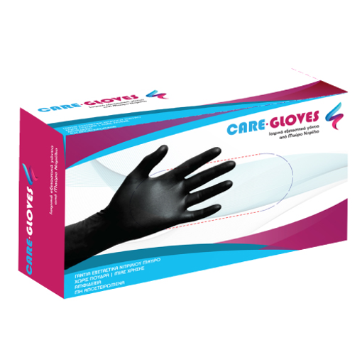 CARE GLOVES γάντια νιτριλίου μαύρα X-LARGE 100ΤΜΧ