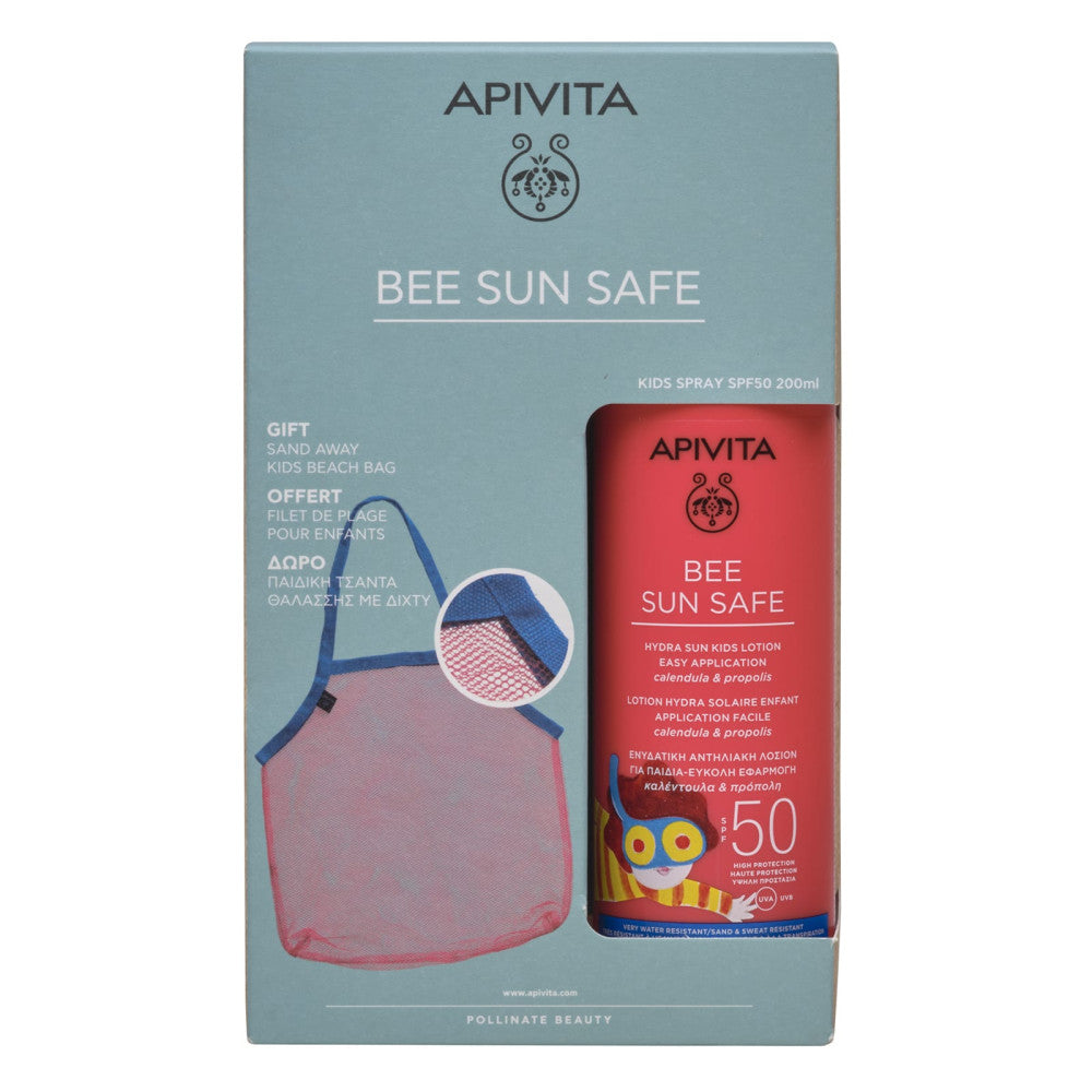 APIVITA Παιδικό Αντιηλιακό Σετ Spray Bee Sun Safe Hydra για Πρόσωπο & Σώμα SPF50 200ml & Παιδική Τσάντα Θαλάσσης