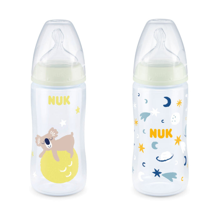 NUK First Choice Plus Night πλαστικό μπιμπερόμε θηλή σιλικόνης &Έλεγχο Θερμοκρασίας 300ml