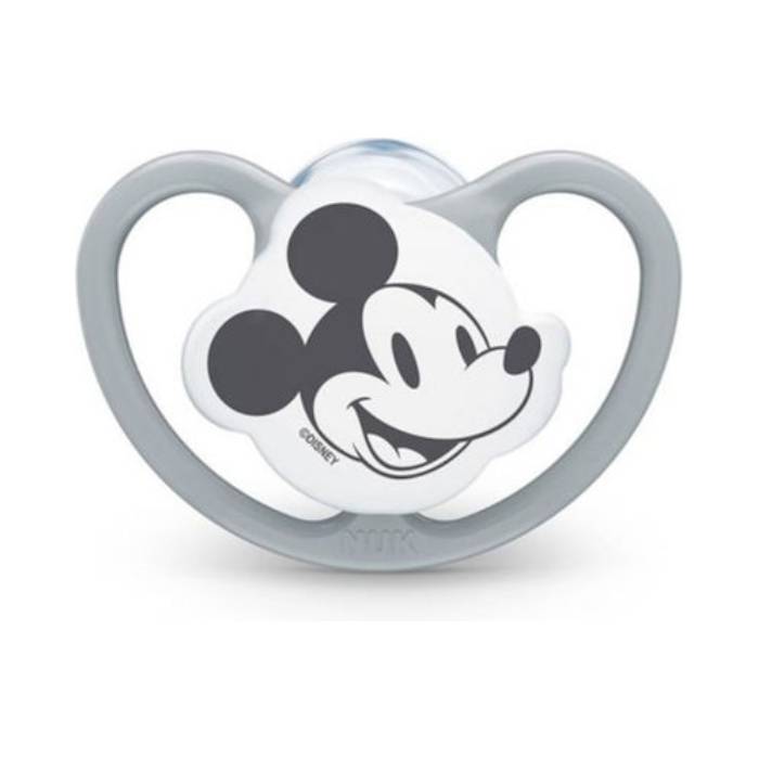 NUK Space Disney Mickey-Minnie ορθοδοντική πιπίλα σιλικόνης με θήκη 0-6 m, 1 τμχ