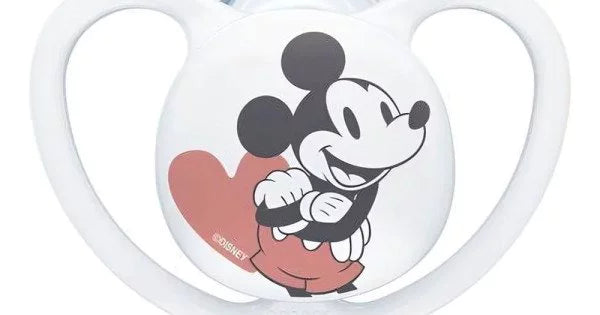 NUK Space Disney Mickey-Minnie ορθοδοντική πιπίλα σιλικόνης με θήκη 0-6 m, 1 τμχ