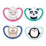 NUK Space ζωάκια πιπίλα σιλικόνης με θήκη 6-18 m, 1 τμχ