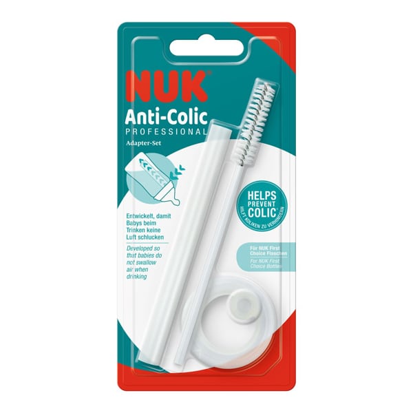 NUK Anti-Colic Professional Adapter Set Σύστημα Διαφυγής Αέρα με Βουρτσάκι Καθαρισμού, 1σετ