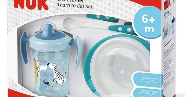NUK Learn To Eat Σετ Εκμάθησης Φαγητού Μπλε Ζέβρα