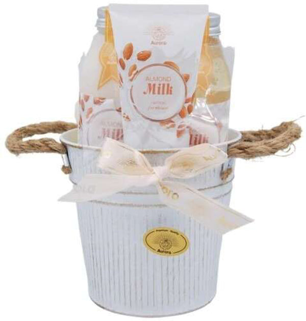 AURORA σετ περιποίησης σε κουβαδάκι μεταλικό με γάλα αμυγδάλου
