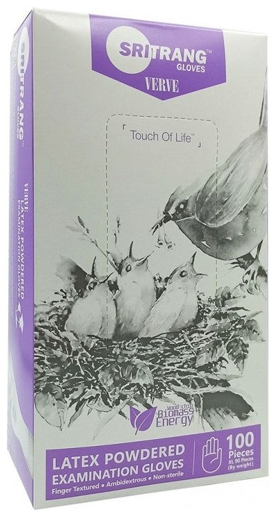 SRI TRANG Gloves Latex Powdered Γάντια Λάτεξ Με Πούδρα Λευκά Medium (M) 100 τεμάχια