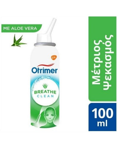 OTRIMER Breathe Clean με Aloe Vera Ρινικό Αποσυμφορητικό – Μέτριος Ψεκασμός για Ενήλικες & Παιδιά άνω των 6 Ετών, 100ml