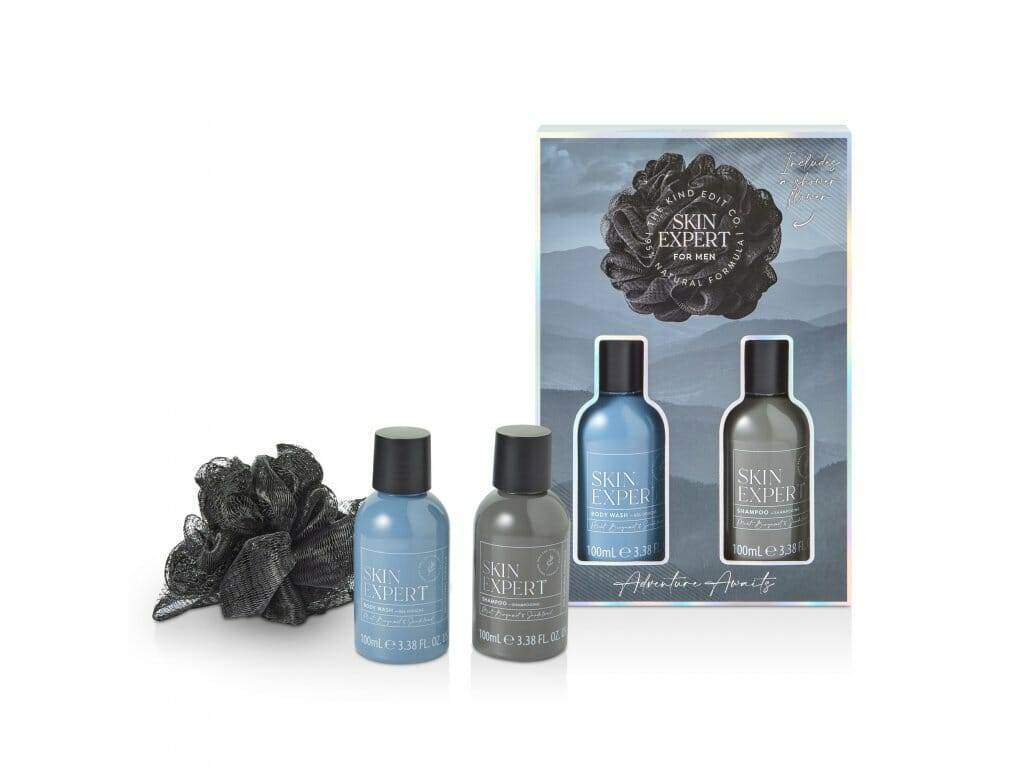 SHINE AND BEAUTY Skin Expert Mini Shower Gift Set 100ml Body Wash + 100ml Shampoo + σφουγγάρι μπάνιου