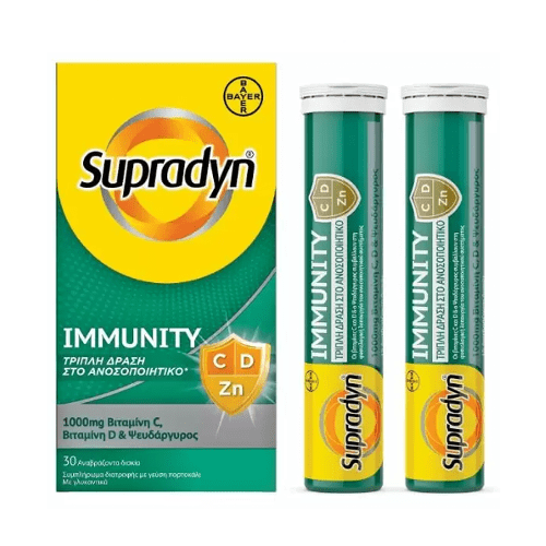 SUPRADYNImmunity Βιταμίνη C 1000mg, Βιταμίνη D & Ψευδάργυρο, Ενίσχυση του ανοσοποιητικού30eff.tabs