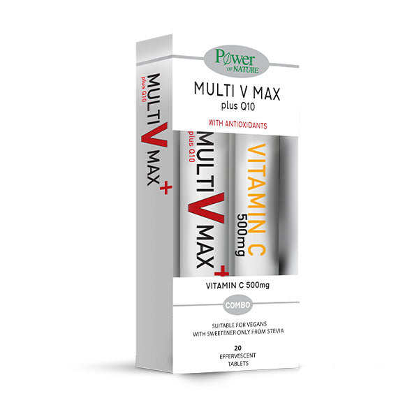 POWER HEALTH Multi V Max Plus Q10 20 αναβράζοντα δισκία + Vitamin C 500 mg 20 αναβράζοντα δισκία