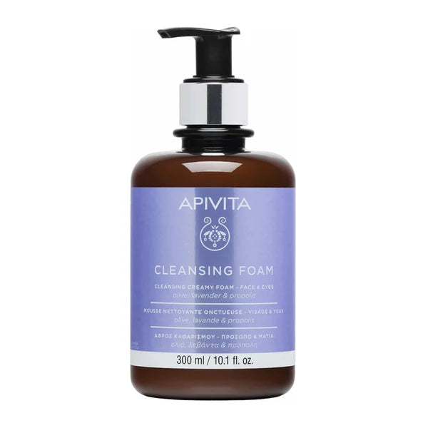 APIVITA Cleansing Creamy Foam Αφρός Καθαρισμού Προσώπου & Ματιών Με Ελιά, Λεβάντα & Πρόπολη 300ml