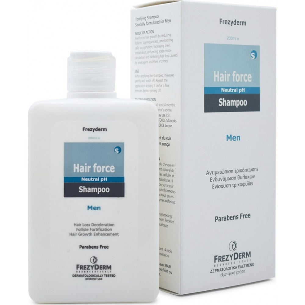 FREZYDERM Hair Force Shampoo Men Τριχοτονωτικό Σαμπουάν για την Ανδρική Τριχόπτωση, 200ml