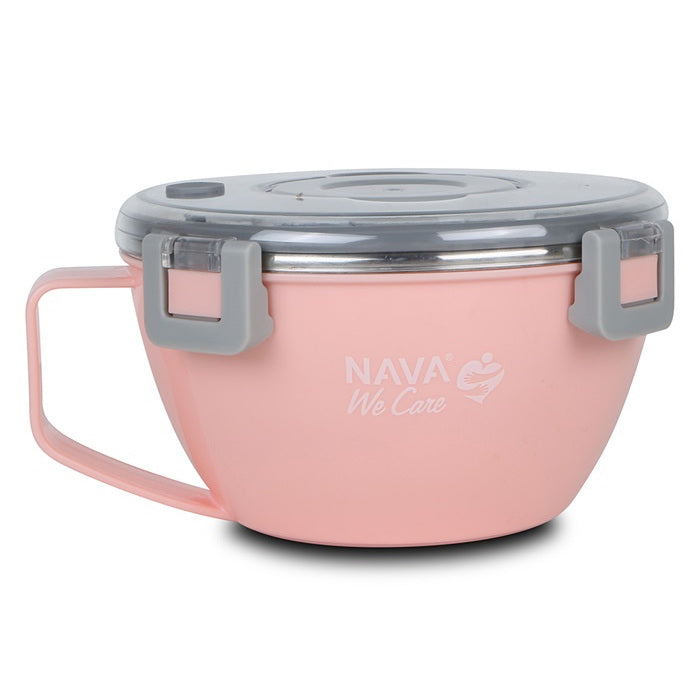 NAVA We Care Round Stainless Steel Insulated Lunch Box 850ml (Στρογγυλό Ανοξείδωτο Δοχείο Φαγητού-Θερμός)