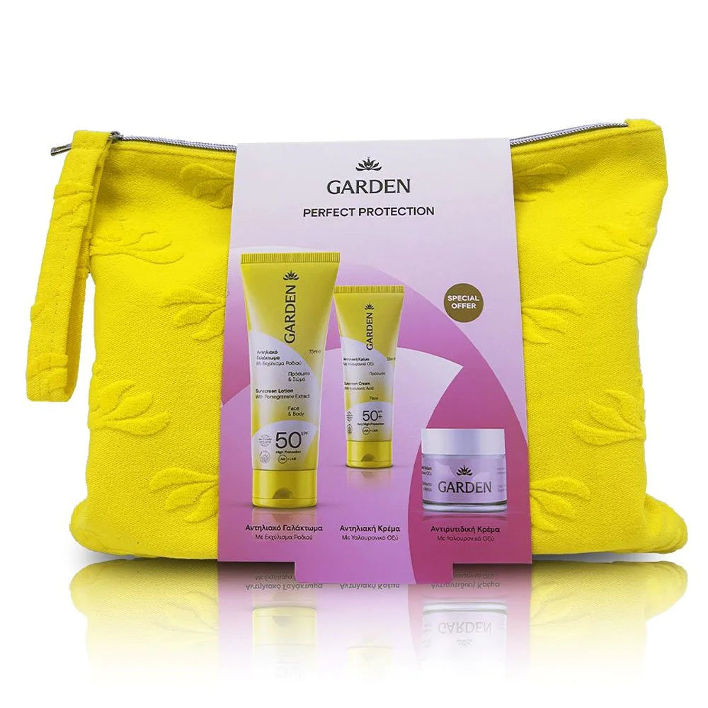 GARDEN OF PANTHENOLSPerfect Protection Bag Σετ Αντηλιακής Προστασίας (αντηλιακές 75 ml + 25 ml & αντιρυτιδική κρέμα 50 ml )
