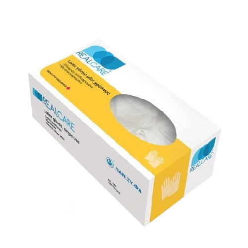 REAL CARE Εξεταστικά Γάντια Μιας Χρήσης Latex Ελαφρώς Πουδραρισμένα Μέγεθος Extra Small , 100 τεμάχια