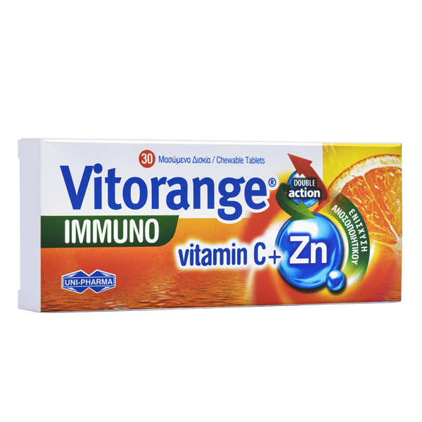 UNI-PHARMA VITORANGE IMMUNO VITAMIN C ZN 30ΜΑΣΩΜΕΝΑ ΔΙΣΚΙΑ