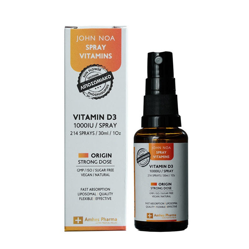 JOHN NOA(Liposomal) Origin Strong Dose Vitamin D3 1000iu Spray 30ml (Συμπλήρωμα Διατροφής Λιποσωμιακής Βιταμίνης D3 σε Μορφή Spray)