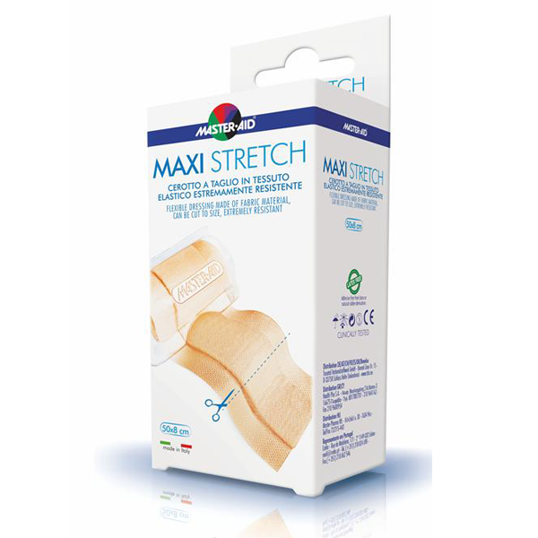 MASTER AID Maxi Stretch Αυτοκόλλητο Ρόλο Συνεχούς Γάζας Καφέ 50x8cm