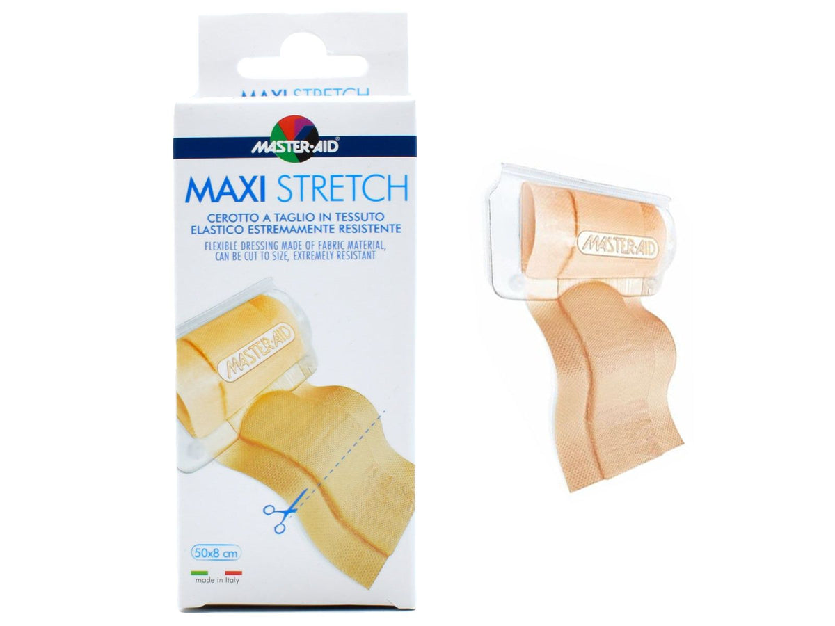 MASTER AID Maxi Stretch Αυτοκόλλητο Ρόλο Συνεχούς Γάζας Καφέ 50x8cm