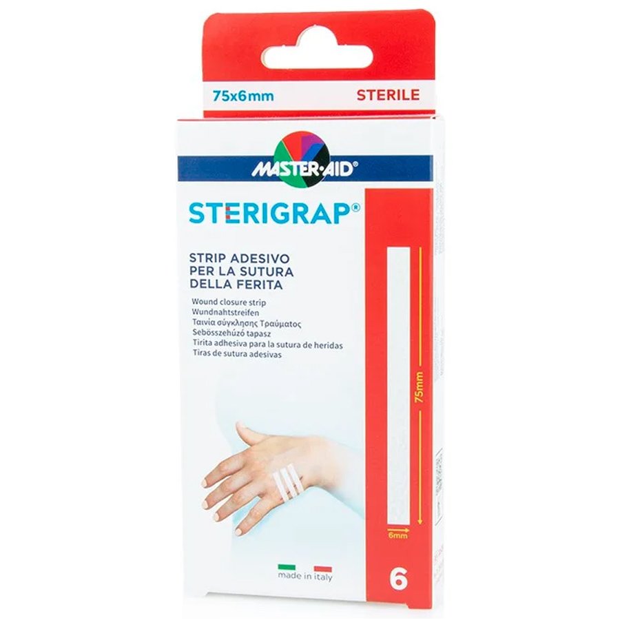 MASTER AID Sterigrap (6mm x 75mm) 6strips (Ταινία σύγκλησης Τραυμάτων)