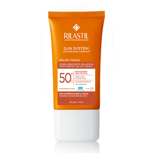 RILASTIL Sun System Moisturizing Velvet Cream Αντιηλιακή Ενυδατική Κρέμα Προσώπου SPF50+, 50ml