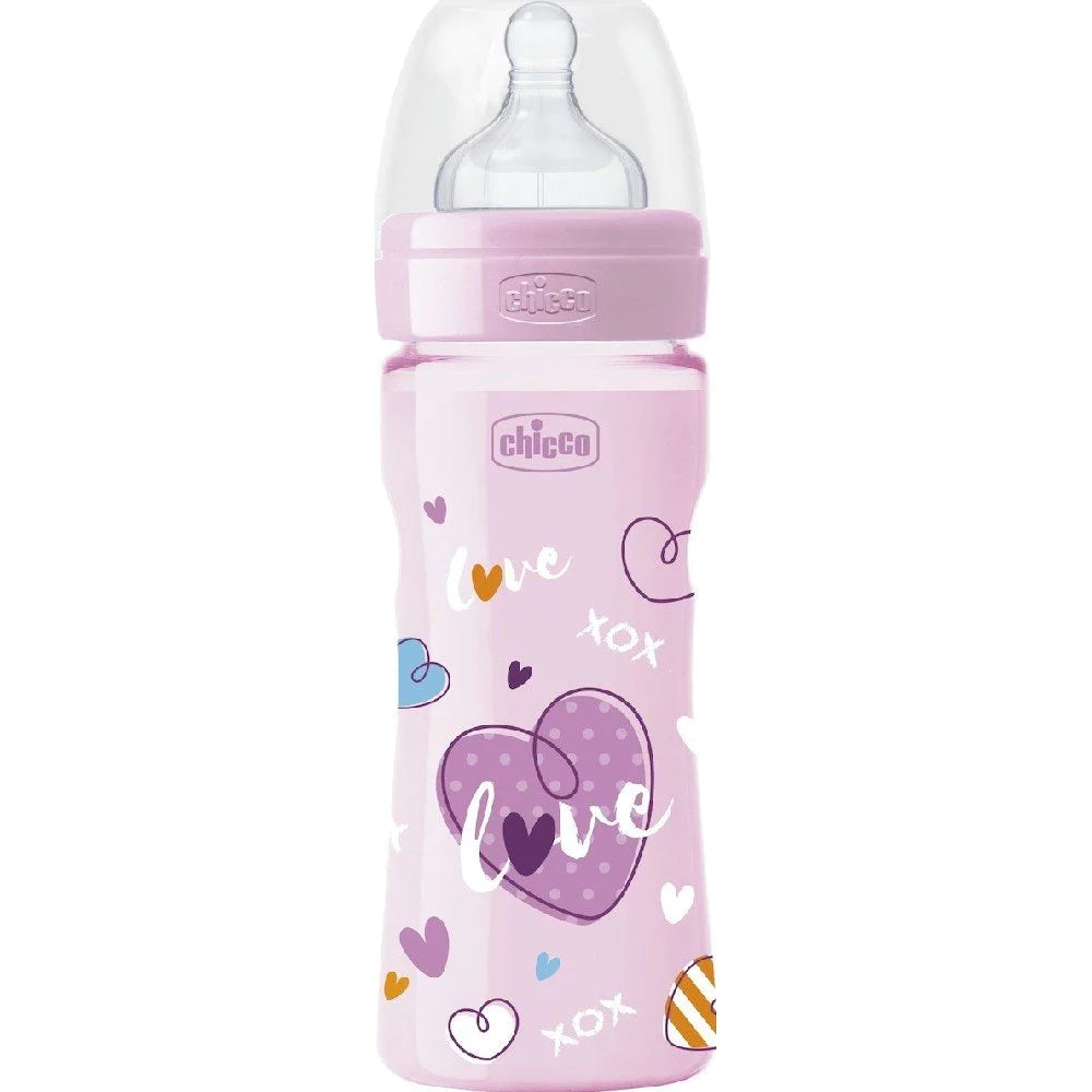 CHICCO Well Being Μπιμπερό Πλαστικό, Θηλή Σιλικόνης, 250ml