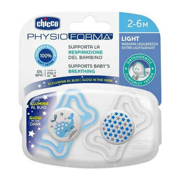 CHICCO Πιπίλα Physio Light 2-6Για Τη Νύχτα 2 Τεμάχια