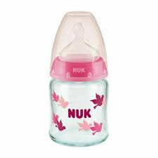 NUKFirst Choice Γυάλινο με θηλή Σιλικόνης 0-6m 120ml