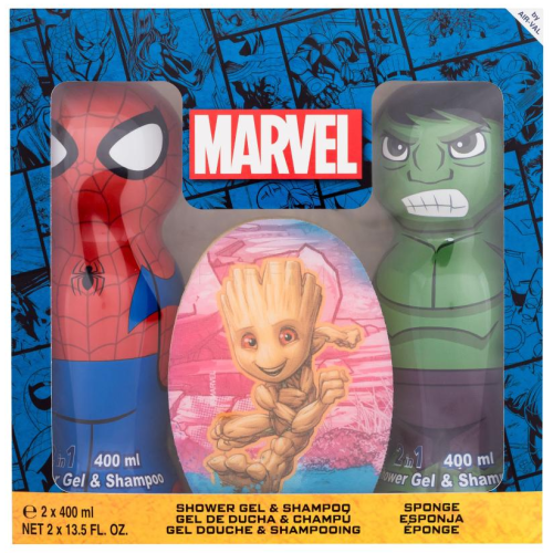 MARVEL σαμπουαν & αφρόλουτρο 2x400 ml + σφουγγάρι σώματος