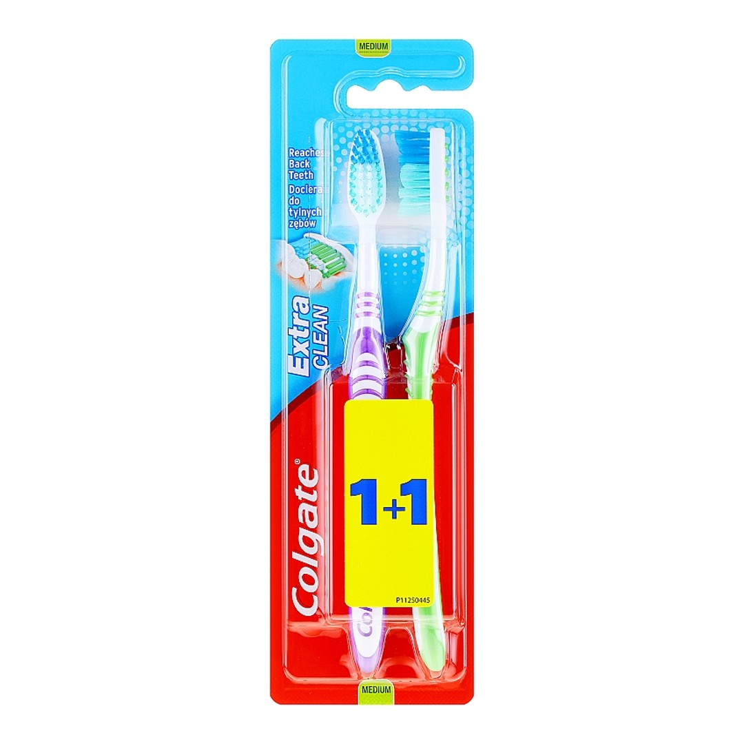 COLGATE Extra Clean Medium Μέτρια Οδοντόβουρτσα 1+1 Δώρο