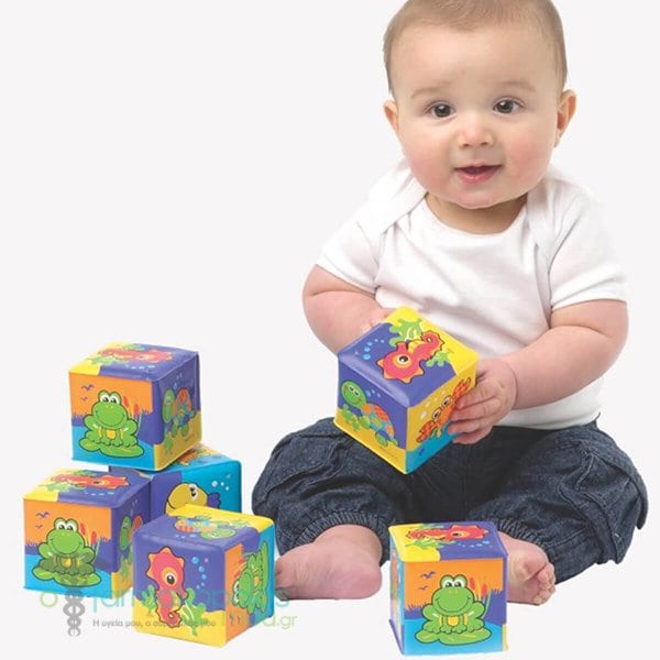 PLAYGRO Soft Waterproof Blocks Μαλακοί Αδιάβροχοι Κύβοι Απασχόλησης, 6τεμ