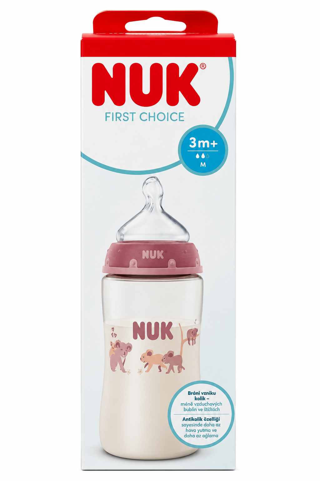 NUK First Choice Μπιμπερό Anti-Colic 3m+ Θηλή M Ροζ