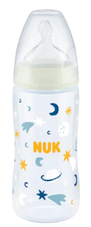 NUK First Choice Plus Night πλαστικό μπιμπερόμε θηλή σιλικόνης &Έλεγχο Θερμοκρασίας 300ml