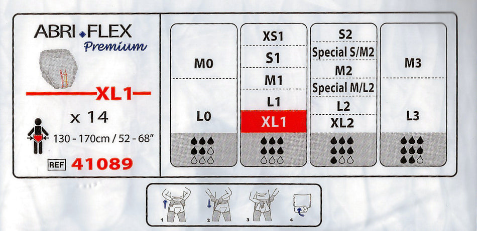 ABENA Abri-Flex Slip XL1 (130-170) 14 τμχ (Σλιπ ακράτειας ημέρας πολύ μεγάλο μέγεθος)