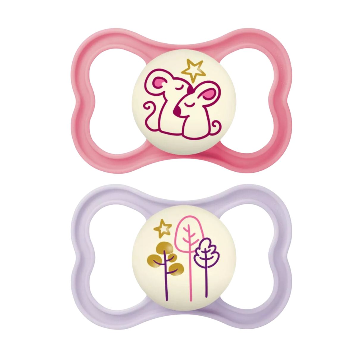 MAM Ορθοδοντικές Πιπίλες Σιλικόνης Air Night 6-16 μηνών, 2τμχ