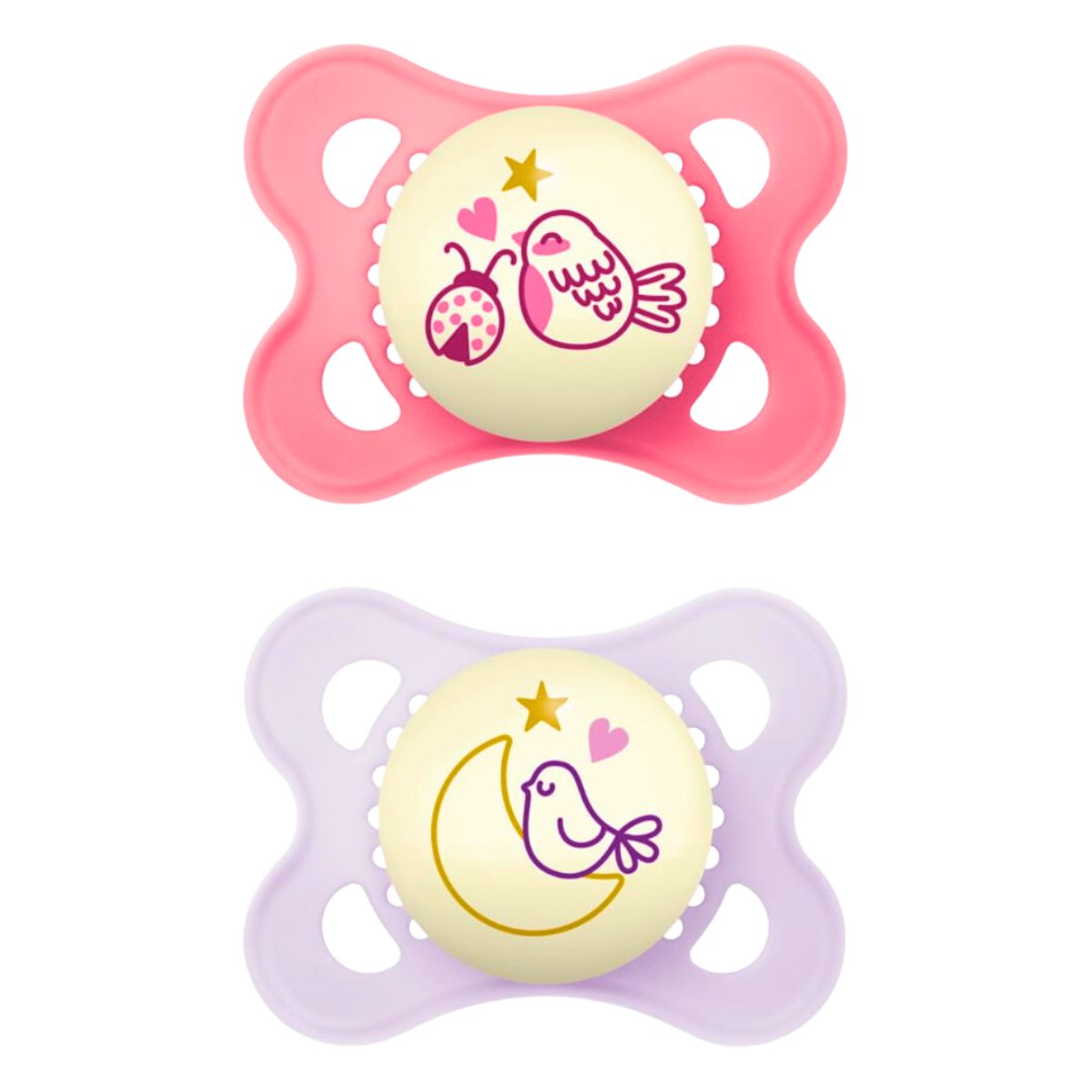 MAM Ορθοδοντικές Πιπίλες Σιλικόνης Original night 2-6 μηνών, 2τμχ