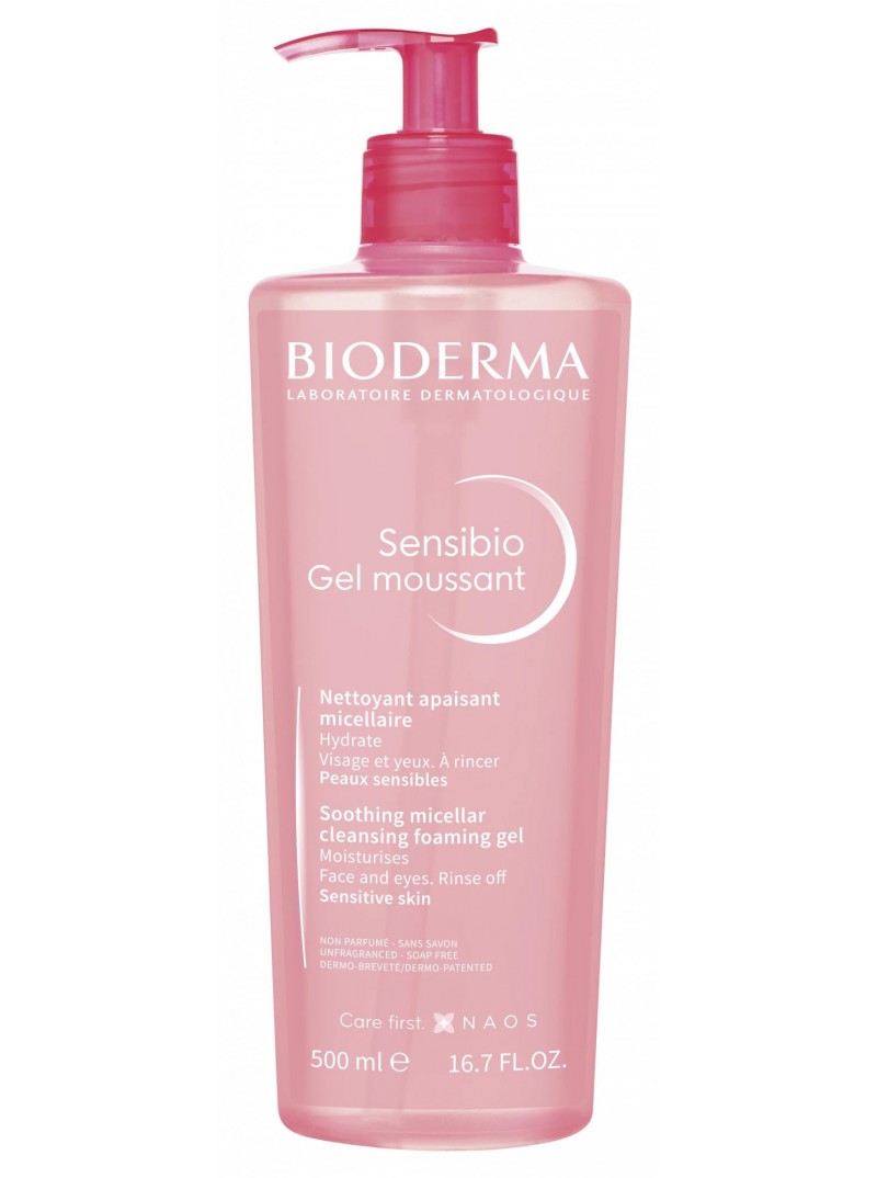 BIODERMA Sensibio Gel Moussant Soothing Micellar Cleansing Foaming Gel 500ml (Αφρώδες Τζελ Καθαρισμού για Ευαίσθητες Επιδερμίδες)