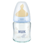 NUK First Choise LATEXμπουκάλι γυάλινο μικρό μπλε 0-6 m