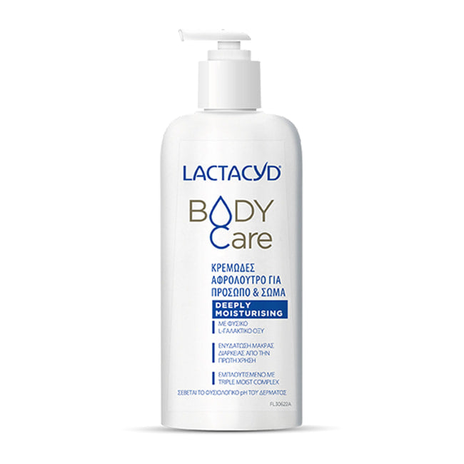 LACTACYDBody Care Deeply Moisturizing κρεμώδες αφρόλουτρο για πρόσωπο και σώμα για κανονικό, ξηρό και ευαίσθητο δέρμα 300ml