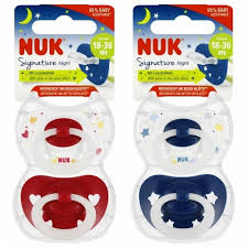 Nuk Signature Night Πιπίλα Σιλικόνης 18-36m 2τμχ & Θήκη Αποθήκευσης