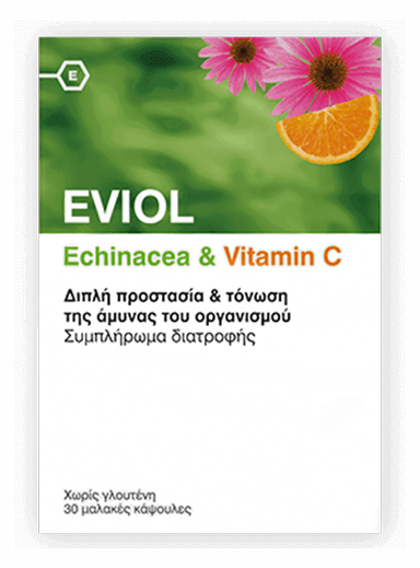 EVIOL Echinacea & Vitamin C για την ενίσχυση της άμυνας του οργανισμού, 30 soft caps