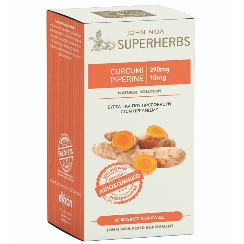 JOHN NOA Συμπλήρωμα Διατροφής Superherbs Curcumi 250mg + Piperin 10mg 60caps