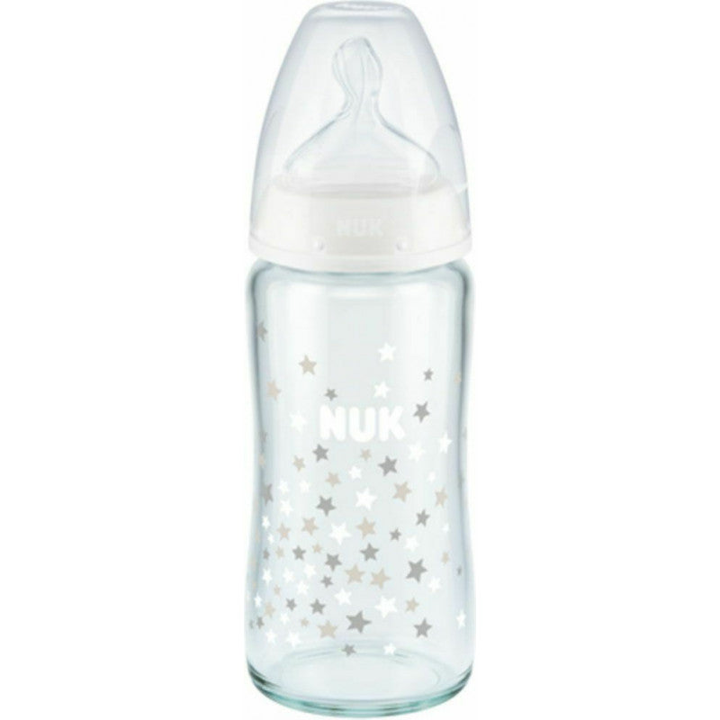 NUK First Choice Plus Baby γυάλινο μπουκάλι θηλή σιλικόνης Teat & Temperature Control Indicator 0-6m240 ml