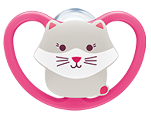 NUK Space ζωάκια πιπίλα σιλικόνης με θήκη 6-18 m, 1 τμχ