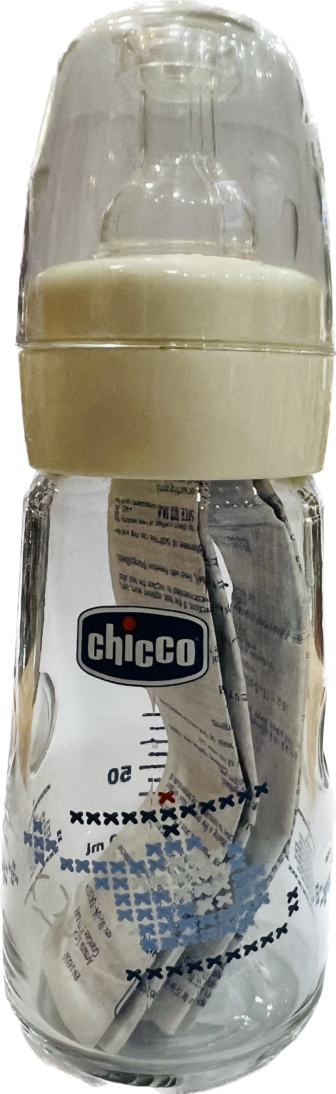 CHICCO Simply Glass, Γυάλινο Μπιμπερό, Θηλή Σιλικόνης, 120ml