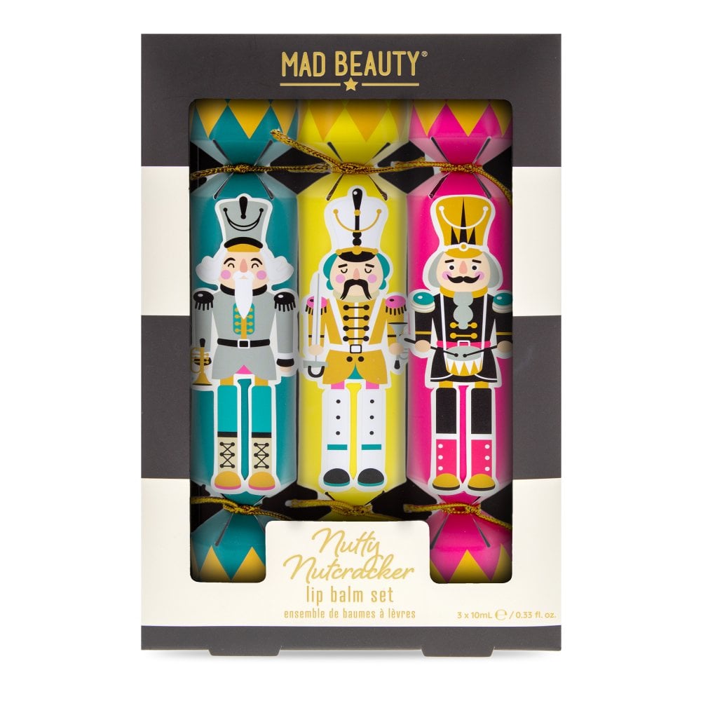 MAD BEAUTY Nutty Nutcracker Lip Balm Set, 3x10ml, σετ lip balm καρυοθραύστης