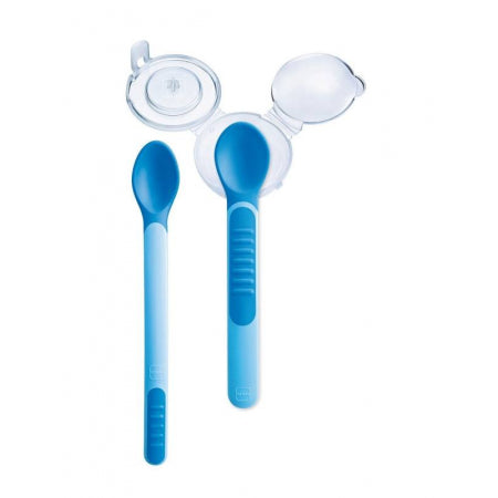 MAM Feeding Spoons and Cover θερμοευαίσθητα Κουταλάκιαμε Καπάκι 6m και άνω, 2 τμχ