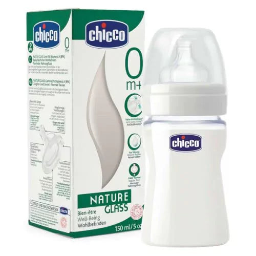 CHICCO Mπιμπερό Nature Glass 0m+, 0 ΒPA Σιλικόνη 150ml
