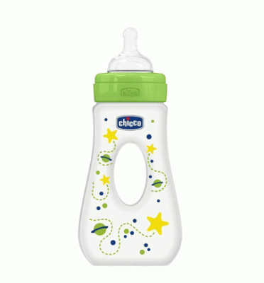 CHICCO Μπιμπερό Περιπάτου Με Λαβή, Γρηγόρη Ροή 4m+, Θηλή Σιλικόνης 240ml