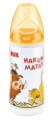 NUK First Choice πλαστικό με θηλή Σιλικόνης 6-18m Lion King κίτρινο 300ml